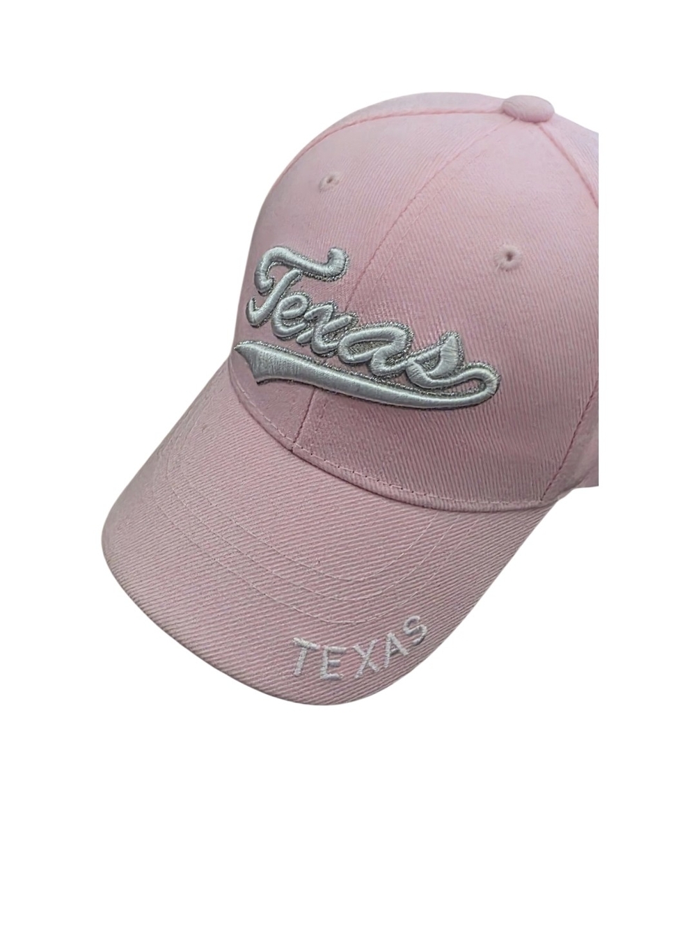 Texas Baseball Cap Script Embroidered Pink Adjustable Small - Picture 5 of 9